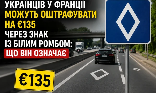Белый ромб — дорожный знак во Франции