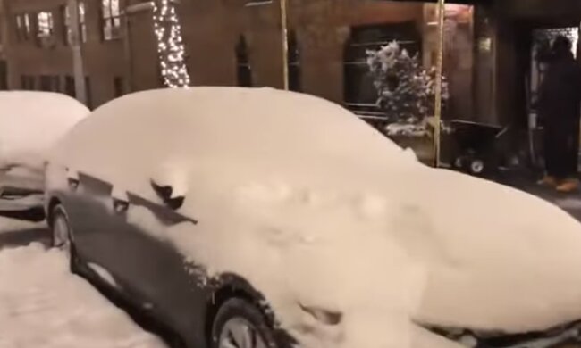 Снегопад в США. Фото: скриншот YouTube-видео