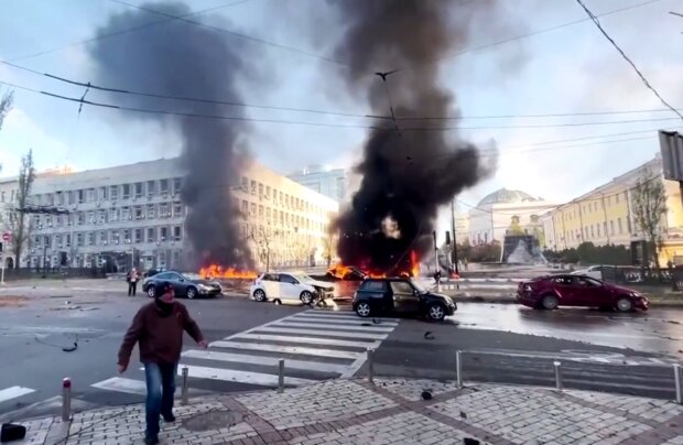 Ракетний удар по Києву. Фото: Telegram