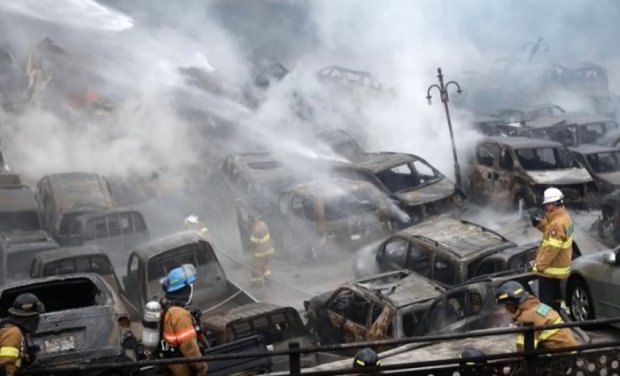 В Норвегии на парковке сгорели 300 автомобилей. Фото: YouTube