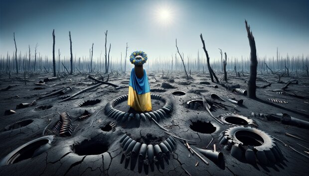 Символическое изображение войны в Украине. Фото: ШИ