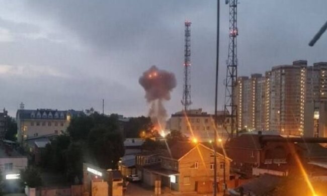 Взрыв на россии. Фото: Telegram