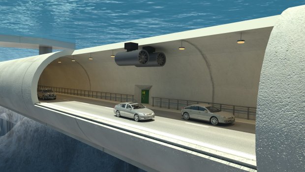 В Норвегии стоят плавающий подводный тоннель для автомобилей