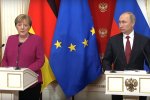 Встреча Путина и Меркель в Москве, скриншот YouTube