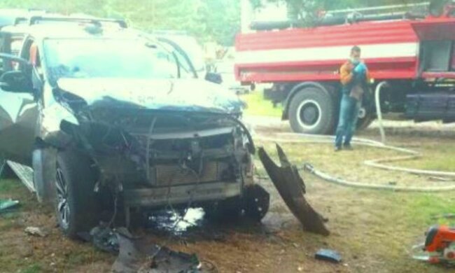 На Львовщине взорвался автомобиль с бизнесменом. Фото: скриншот Telegram