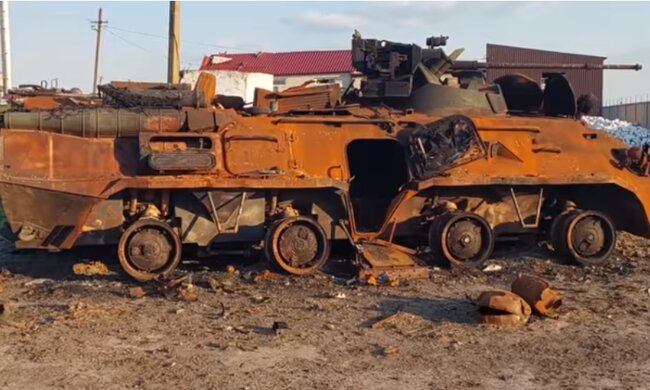 Розбита техніка рф. Фото: скріншот YouTube-відео