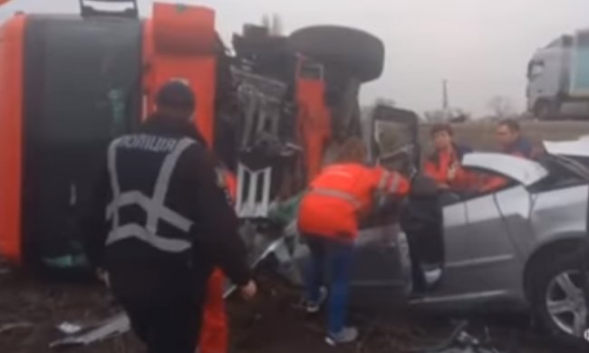 Авария под Киевом. Фото: скриншот видео