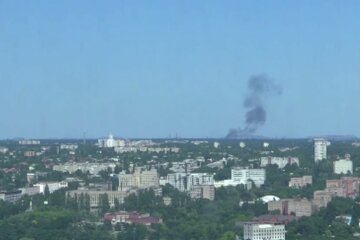 Взрыв в оккупированном Донецке. Фото: скриншот Telegram-видео