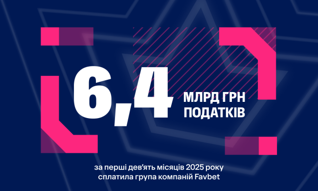 FAVBET сплатила 6,4 млрд грн податків за дев’ять місяців 2025 року