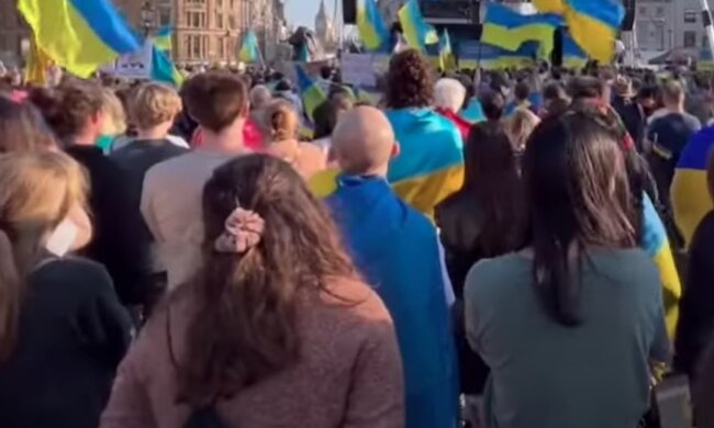 Митинг в поддержку Украины. Фото: YouTube, скрин